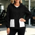 thumbnail image 7 of vdgthytj Rain Jacket Women Long Sleeve Full Zip Color Block Hooded Waterproof Fall Outdoor Outerwear with Pockets(X-Large,White), 7 of 7