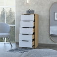thumbnail image 2 of DeeHome Kaia 5 Drawer Dresser, Vertical Dresser -White / Pine, 2 of 5