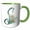 Green/White, variant on 3drose, Green Boho Lily Monogram Initial S, 11oz Two-tone Blue Mug