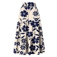 thumbnail image 6 of Long Skirt for Women Floral Print Pleated Flowy Maxi Skirts Casual Drawstring High Waisted A Line Skirts Women Clothing, 6 of 6