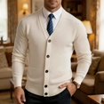 thumbnail image 4 of Men's V Neck Knit Cardigan, Single Breasted Long Sleeve, Regular Fit, Business Casual Outerwear For Male, 4 of 9