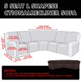 thumbnail image 2 of Eurhowing 5-Seater Reclining Sectional Couch Cover, 7-Piece Stretchable Jacquard Slipcover for L-shaped Recliner Sofas, Washable Furniture Protector, Chocolate, 2 of 11