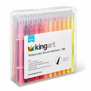 KINGART Studio Watercolor Brush Markers, Storage Case, Set of 36 Unique Colors