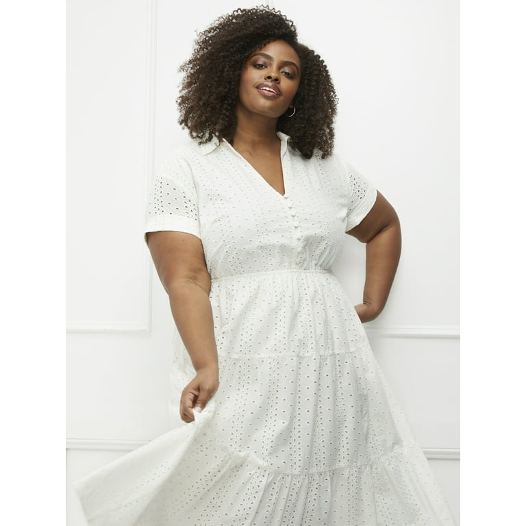 White eyelet dress plus hotsell size