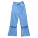 thumbnail image 5 of Pantalones casuales de pierna ancha para mujer - Dobladillo con volantes y ribete de encaje, cordón, poliéster, vacaciones/fiesta, S-XXL, 5 of 5