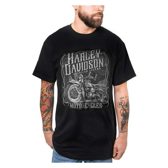 Harley-Davidson Men's Grayscale Crew-Neck Short Sleeve Cotton T-Shirt (5XL), Harley Davidson