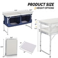 thumbnail image 2 of Outdoor Folding Camping Table with Storage, Portable Aluminum Composite Panel Lightweight Table, 3 Heights Adjustable Folding Table for BBQ, Camping, Picnic and Indoor Use, White+Blue, 2 of 8