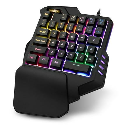One Handed Keyboard, TSV One-Handed Mechanical Gaming Keyboard RGB LED Backlit Portable Mini Gaming Keypad for LOL/PUBG/WOW/Dota/OW/FPS (Best Dota 2 Keyboard)