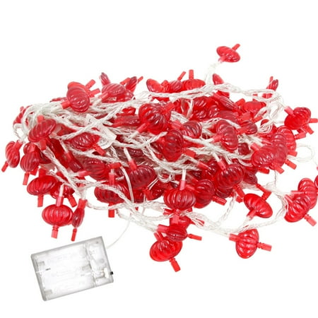 

Yozhu Decorative Light LED New Year Lantern Lights New Year Arrangement Light Red Lantern Light String 1 Piece