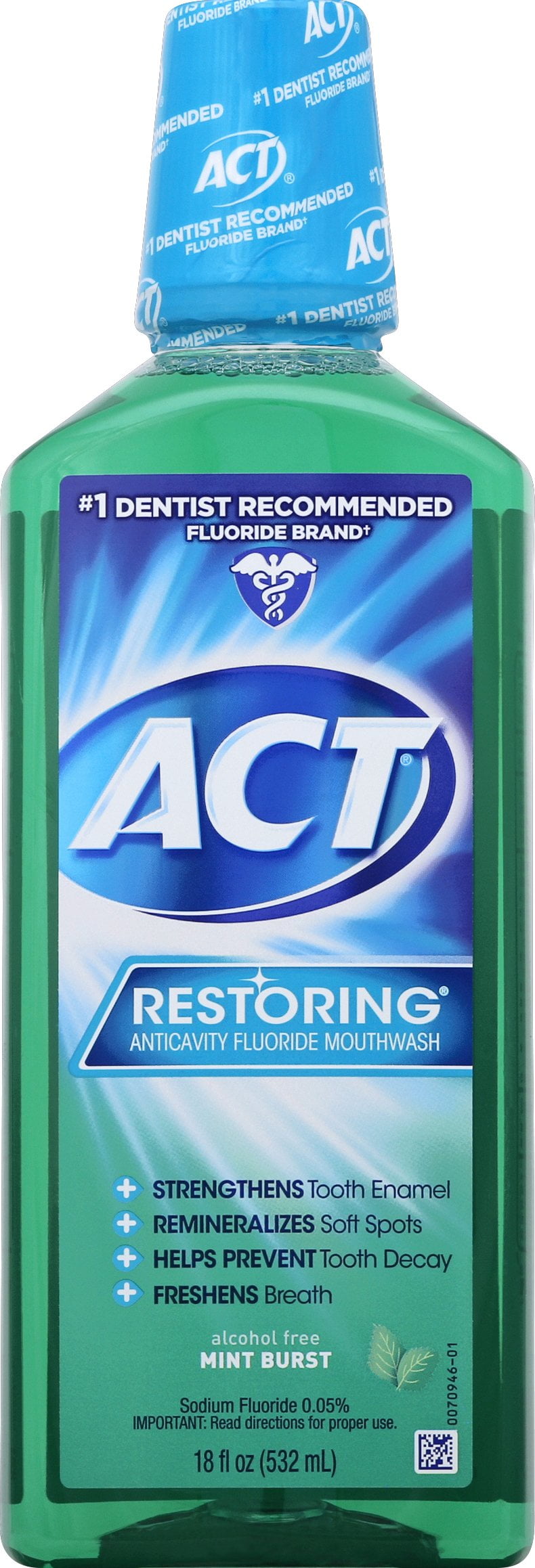 ACT® Restoring® Anticavity Alcohol Free Fluoride Mint Burst Mouthwash