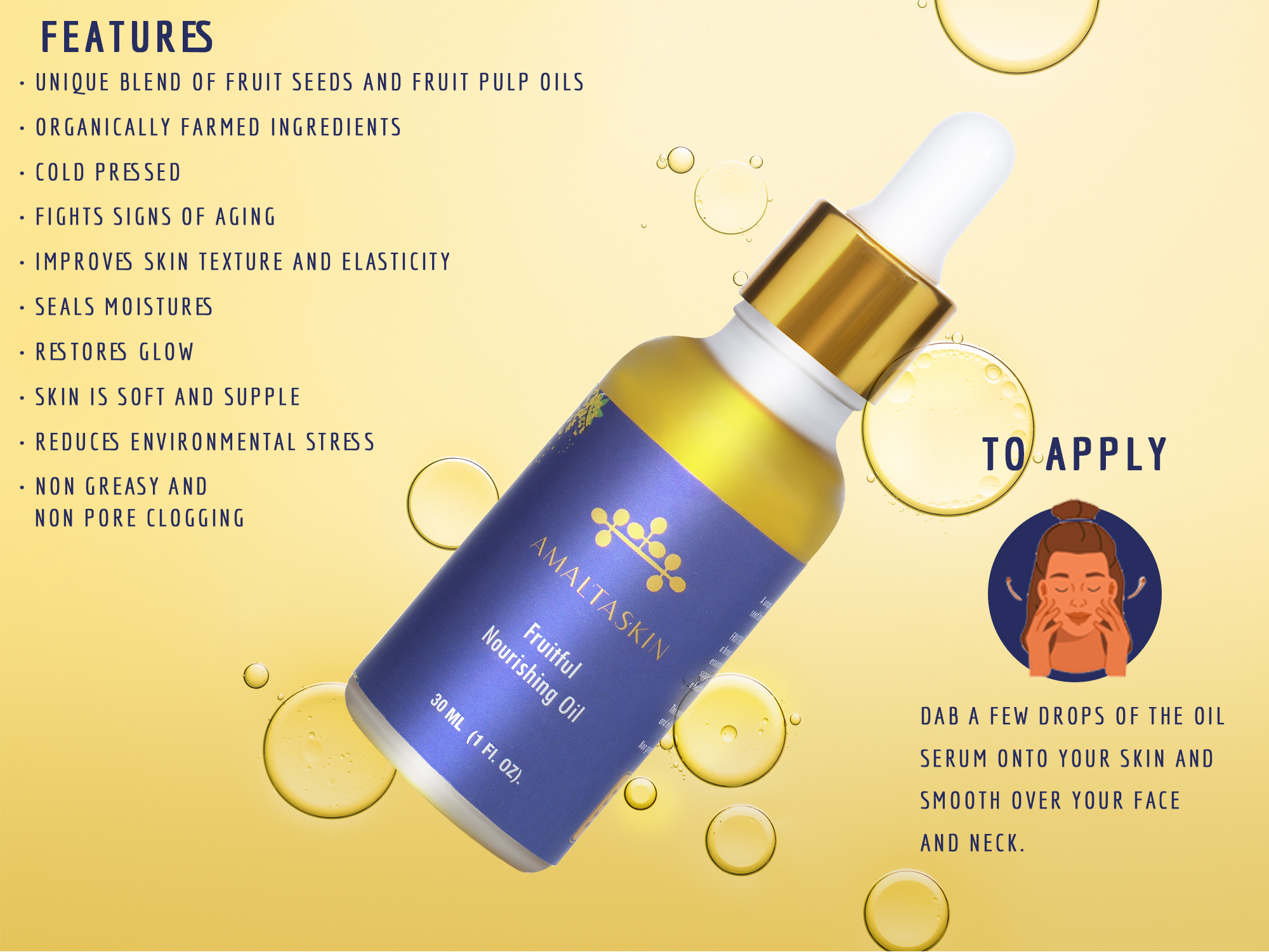 Amaltaskin Fruitful Nourishing Oil | Face Oil Serum 30 Ml