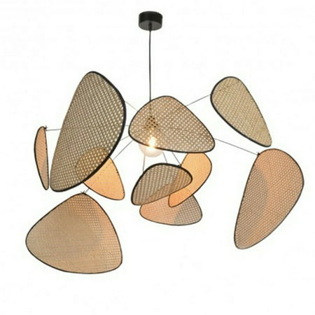 

OUKANING Bamboo Wicker Rattan Weaving Pendant Light Fixture Asian Hanging Ceiling Lamp