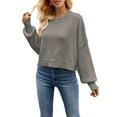 thumbnail image 1 of Lucakuins Suéter de punto para mujer, manga larga, cuello redondo, sólido, suelto, suéter cálido para otoño invierno Lucakuins  moda, 1 of 3