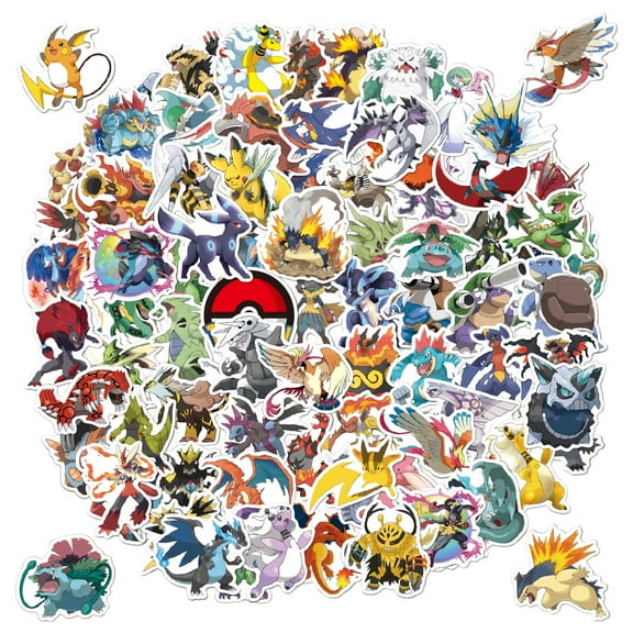 100PCS Pikachu Stickers for Water Bottle Cup Laptop Guitar Car Motorcycle Bike Skateboard Luggage Box Vinyl Waterproof Graffiti Patches
