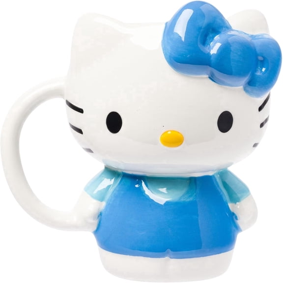 Silver Buffalo Sanrio Hello Kitty Full Body Blue Dress Ceramic 3D Sculpted Mug, 20 Ounces