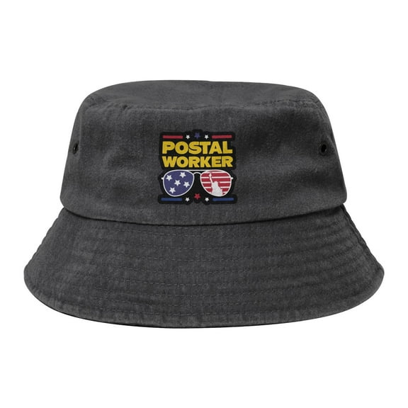 United States Postal Worker Washed Bucket Hat For Men Women Denim Bucket Hat Sun Hat Cowboy Fishing Beach Hat