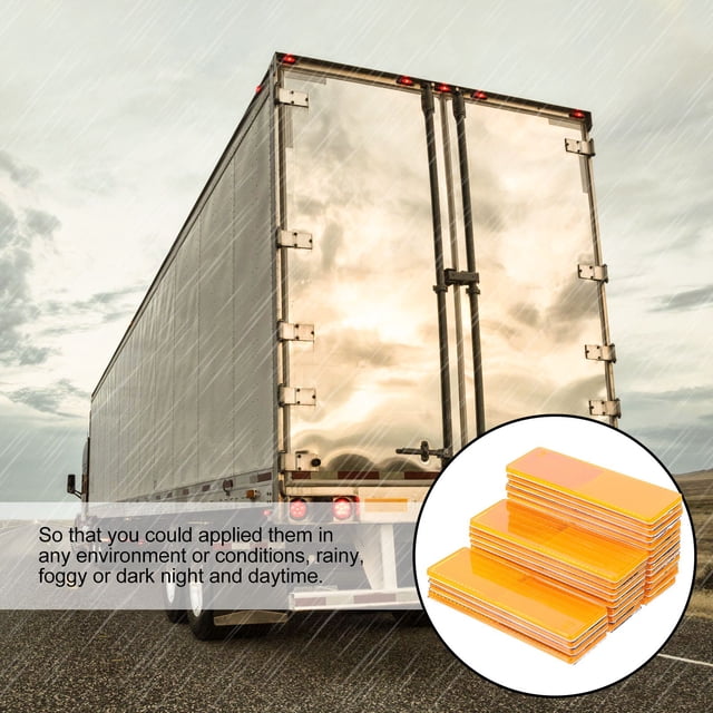 OULII 25 Pcs Car Reflective Stickers Orange Plastic Waterproof Reflectors Strip for Rainy Weather
