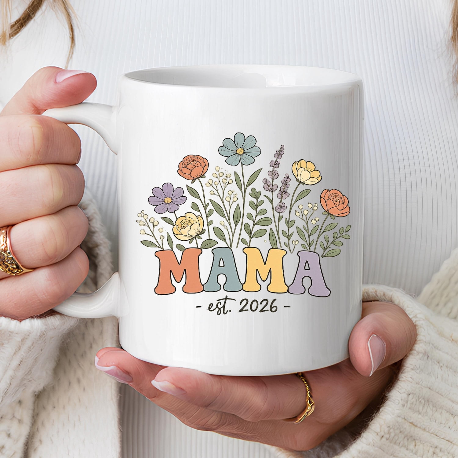 Floral Mama Est 2026 Gift Mug Cute Pregnancy Announcement Coffee Cup For Expecting Mom New Mother Baby Reveal Present Idea Lovely Keepsake