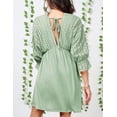 thumbnail image 3 of Doublju Womens 34 Sleeve Deep V Neck Eyelet Casual Midi Dress With Plus Size, 3 of 5