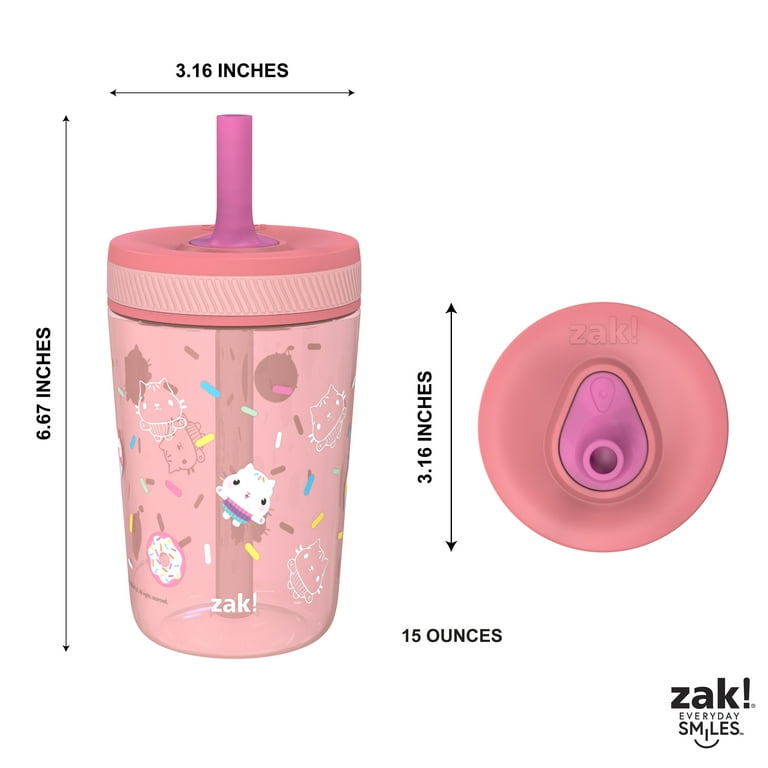Zak Designs Gabbys Dollhouse 15 Ounce Plastic Tumbler with Lid and Straw, 2-Piece Set, Size: 15 fl oz