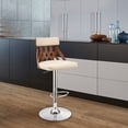 thumbnail image 2 of Adjustable Cream Faux Leather and Walnut Lattice Bar Stool, 2 of 8