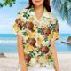 thumbnail image 3 of Camisa hawaiana unisex personalizada con estampado floral navideño para perros y gatos, camisetas de vacaciones en la playa con cara linda, camiseta de manga corta para hombres y mujeres, 3 of 5