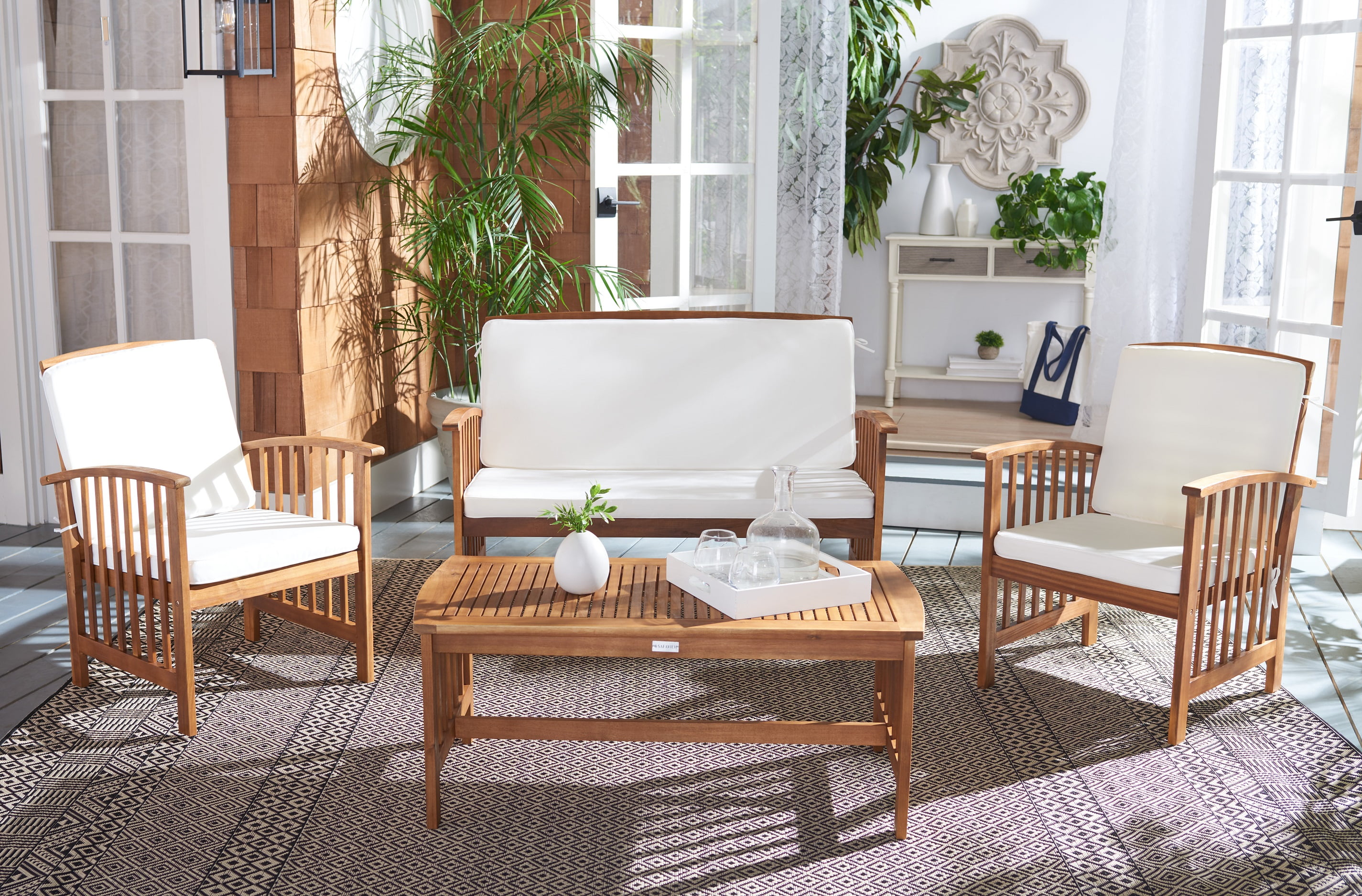 Safavieh rocklin outdoor contemporary 4 piece living set with cushion deals