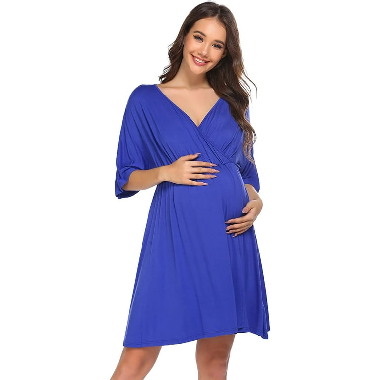 Ekouaer Womens Maternity Nursing Dress Long Sleeve Nightgowns Soft Birthing  Sleepshirt for Breastfeeding (New Blue,XXL) : : Clothing, Shoes &  Accessories