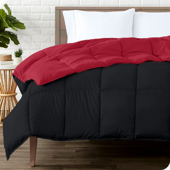 Bare Home Ultra-Soft Reversible Comforter - Goose Down Alternative - King/Cal King, Black/Red