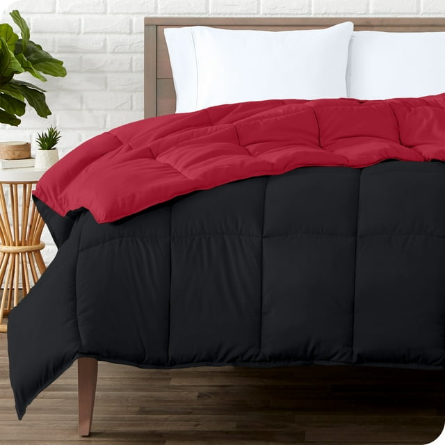 Bare Home Couette Réversible Ultra Douce - Alternative au Duvet d'Oie - Très Grand Format Grand, Noir/rouge