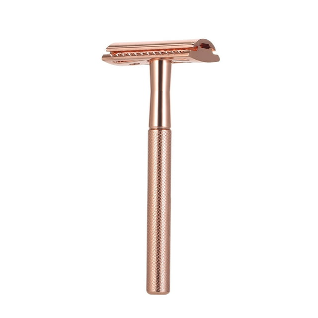 Rasoir de Rasage pour Homme en Acier Inoxydable de Qualité Supérieure avec Manche Ergonomique Antidérapant, Conception à Double Tranchant, Lavable et Durable, Remplacement Facile de la Lame - Offert en Noir, Argent, Or Rose (Lames Non