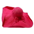 thumbnail image 4 of Cutuoiiu Womens Solid Color Wavy Wide Brim Floppy Sun Hat Foldable Shapeable Woven Hat with Rear Ribbon Bow, Casual Summer Beach Vacation Outdoor Sun Shade Hat, 4 of 9