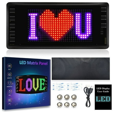 RuWeoMaa Led Car Sign  MINI LED Sign  LED Ticker  LED Name Tag  LED Name Badge  7.2  x3.4  Flexible Programmable T-shirt Battery Powered Car Message Digital Tag bag LED Badge Business