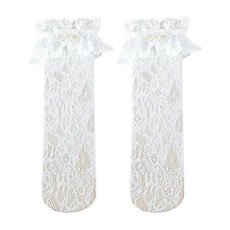 

huanledash Baby Socks 1 Pair Baby Socks Bow-knot Design Wear Resistant Friendly to Skin Anti-Skid Lace Ruffle Easy-wearing Nylon Baby Girl Princess Knee High Socks Baby Supplies