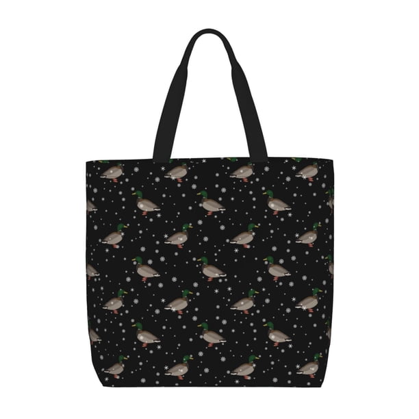 Easygdp Mallards And Snowflakes Bolsa Tote para Mujer, Bolso de Hombro para Trabajo, Playa, Viajes, Compras y Supermercado