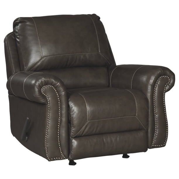 Signature Design By Ashley Lawthorn Leather Rocker Recliner In Slate 