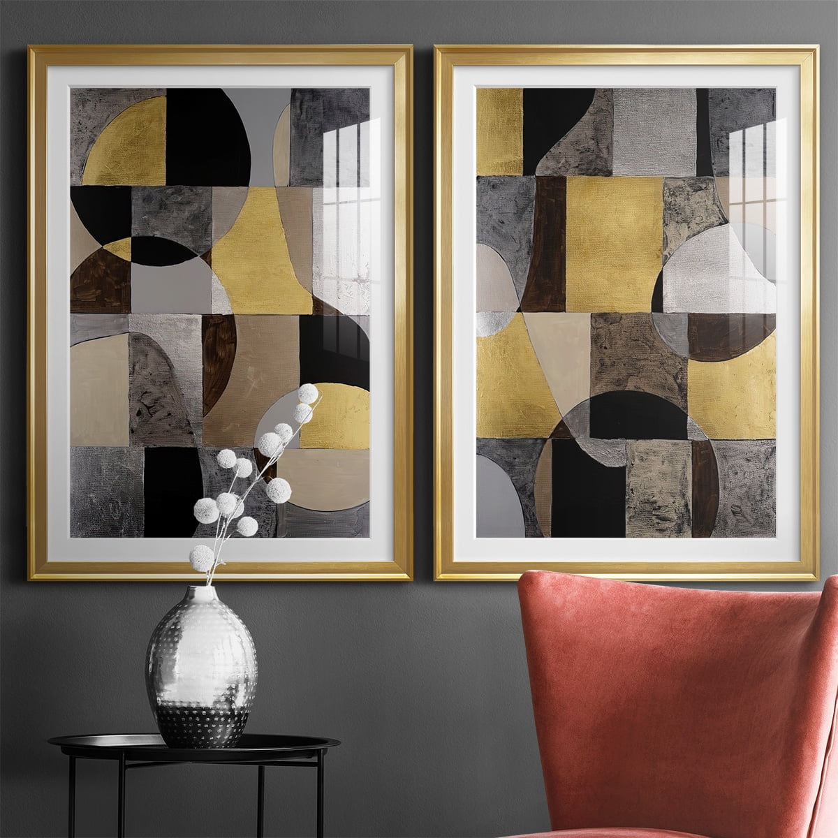 Wexford Home Neutral Framework I Premium Framed Print, 26.5" x 36.5" - Ready to Hang, Gold (Set of 2)