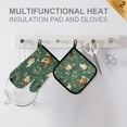 thumbnail image 3 of 2 PCS Oven Baking Gloves Set Heat Resistant Oven Mitt & Pot Holder Set Cooking Mitts Kitchen Home Supplies Chickens and Flowers Pattern, 3 of 5