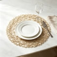 thumbnail image 5 of Doghiosgha Woven Round Placemat Hollow Table Mat Heat Resistant Placemat for Wedding Party Dinner Table Decor, 15 Inch, Beige, 5 of 6