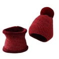 thumbnail image 3 of Audhol Scarf Hat Womens Earmuffs Add Flocking Thermal Cycling Warm Winter Hat Knitting Scarf Hat Face Scarf Mask for Women Wine One Size, 3 of 4