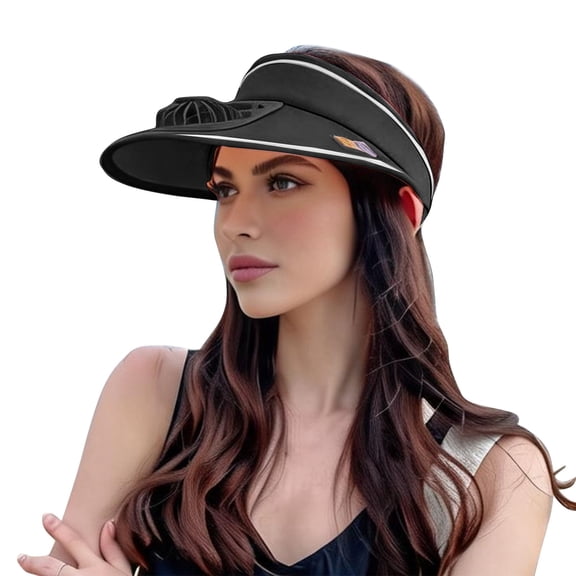 Hats For Women Black Sun Hats For Women Fashion Summer With Fan Rechargeable Wide Brim Outdoor Hats