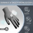 thumbnail image 4 of i9 Essentials™ Multi-Purpose Work Gloves Large Seamless - Nitrile-Coated Safety Gloves for Men - Lightweight Safety Gloves for Woodworking, Gardening, Construction Work Gloves Pairs - Grey, 6 Pairs, 4 of 6