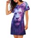 thumbnail image 2 of Easygdp Cool Lion Head Camisón de manga corta para mujer, informal, estampado, 2 of 6