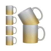 Craft Express Sublimation Printing Ceramic Mug - 11 oz, Gold Ombre Glitter, Pkg of 6