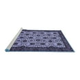 thumbnail image 2 of Ahgly Company Machine Washable Indoor Square Abstract Blue Modern Area Rugs, 8' Square, 2 of 4
