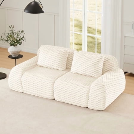 41" Cloud Modular Sectional Sofa,Modern Fabric Sofa Couch,Free Combination Upholstered Sofa with No Assembly Ergonomic Design for Living Room, Cream