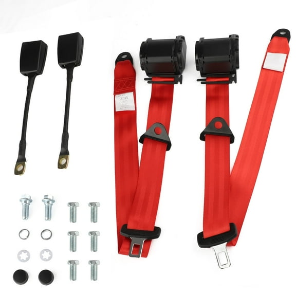 2 PCS Universal 3pt Adjustable Retractable Lap Suitable for Modification Belts Kit for Club Golf Cart,Go Kart, Van,UTV,VR, Buggies, Minivan,Pickup and Truck