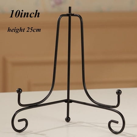 Craft Bracket Bowl Picture Frame Book Holder Photo Pedestal Display Stand Easel Black Iron Plate Rack 10INCH(25CM)