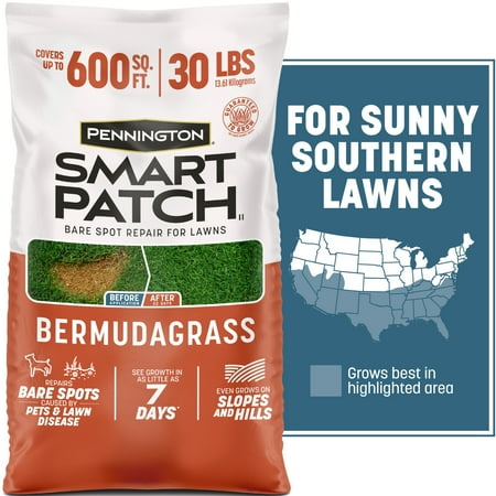 Pennington Smart Patch Bermuda Grass Seed Mix, Bermuda Grass Seeds for Lawn, for Full Sun Grasses, 5.5 lb.