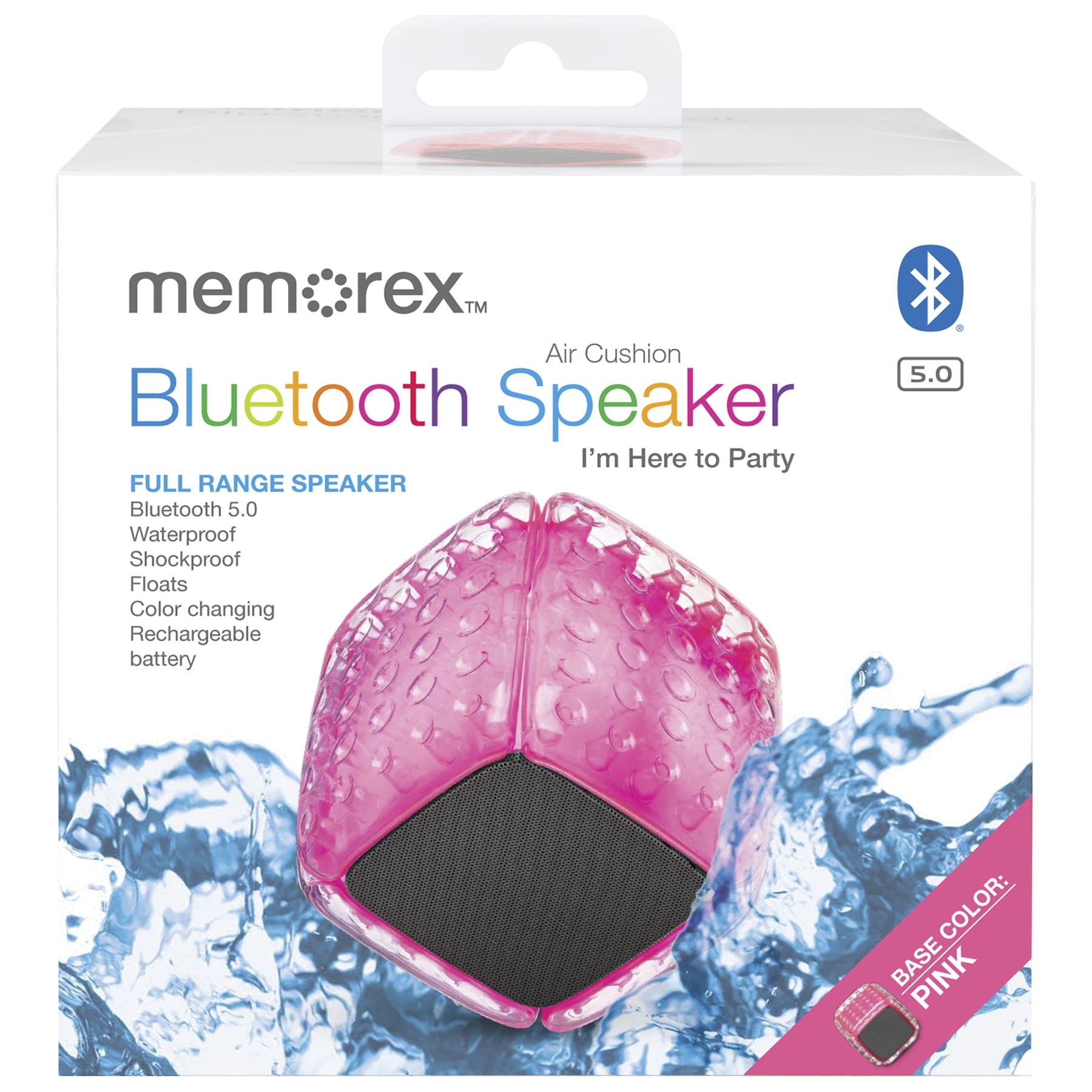 Memorex Cush Air Cushion Bluetooth Speaker, MSBW101, Pink
